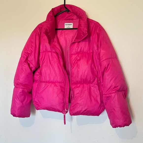 Old Navy Hot Pink Puffer Jacket - Size Medium - Picture 2 of 3